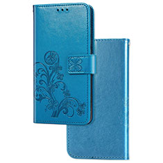 Handytasche Stand Schutzhülle Flip Leder Hülle Blumen für Samsung Galaxy A20 SC-02M SCV46 Blau
