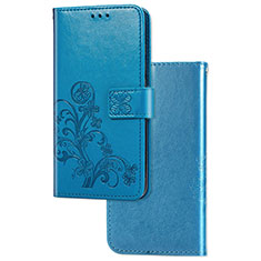 Handytasche Stand Schutzhülle Flip Leder Hülle Blumen für Samsung Galaxy A21 Blau