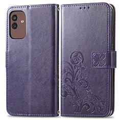 Handytasche Stand Schutzhülle Flip Leder Hülle Blumen für Samsung Galaxy M13 5G Violett
