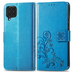Handytasche Stand Schutzhülle Flip Leder Hülle Blumen für Samsung Galaxy M62 4G Blau