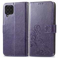 Handytasche Stand Schutzhülle Flip Leder Hülle Blumen für Samsung Galaxy M62 4G Violett
