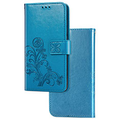 Handytasche Stand Schutzhülle Flip Leder Hülle Blumen für Sony Xperia 10 II Blau