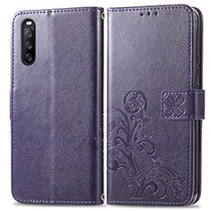 Handytasche Stand Schutzhülle Flip Leder Hülle Blumen für Sony Xperia 10 III Violett