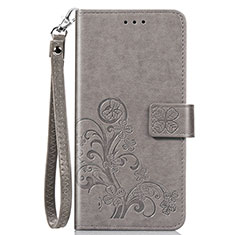Handytasche Stand Schutzhülle Flip Leder Hülle Blumen für Sony Xperia 8 Grau