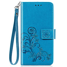 Handytasche Stand Schutzhülle Flip Leder Hülle Blumen für Sony Xperia 8 Lite Blau