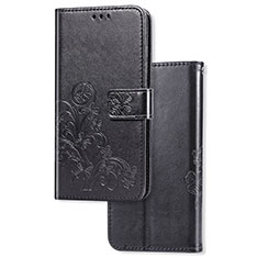 Handytasche Stand Schutzhülle Flip Leder Hülle Blumen für Sony Xperia L3 Schwarz