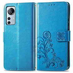 Handytasche Stand Schutzhülle Flip Leder Hülle Blumen für Xiaomi Mi 12X 5G Blau