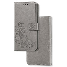 Handytasche Stand Schutzhülle Flip Leder Hülle Blumen für Xiaomi Redmi Note 9 Grau