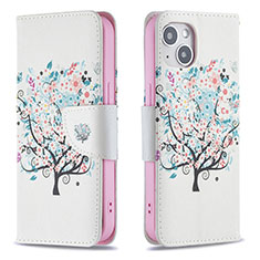 Handytasche Stand Schutzhülle Flip Leder Hülle Blumen L01 für Apple iPhone 13 Mini Plusfarbig