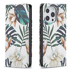 Handytasche Stand Schutzhülle Flip Leder Hülle Blumen L01 für Apple iPhone 14 Pro Max Plusfarbig