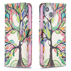 Handytasche Stand Schutzhülle Flip Leder Hülle Blumen L02 für Apple iPhone 13 Plusfarbig