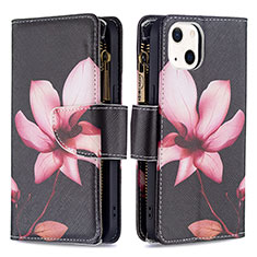 Handytasche Stand Schutzhülle Flip Leder Hülle Blumen L03 für Apple iPhone 14 Braun