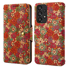 Handytasche Stand Schutzhülle Flip Leder Hülle Blumen MT1 für Samsung Galaxy A53 5G Rot
