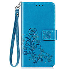 Handytasche Stand Schutzhülle Flip Leder Hülle Blumen S02D für Samsung Galaxy F41 Blau