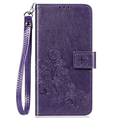 Handytasche Stand Schutzhülle Flip Leder Hülle Blumen S02D für Samsung Galaxy F41 Violett
