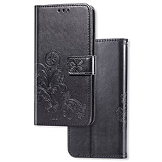 Handytasche Stand Schutzhülle Flip Leder Hülle Blumen S03D für Huawei P40 Pro Schwarz