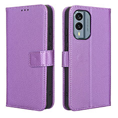 Handytasche Stand Schutzhülle Flip Leder Hülle BY1 für Nokia X30 5G Violett