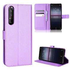 Handytasche Stand Schutzhülle Flip Leder Hülle BY1 für Sony Xperia 1 II Violett