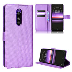Handytasche Stand Schutzhülle Flip Leder Hülle BY1 für Sony Xperia 1 Violett