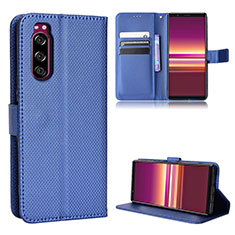 Handytasche Stand Schutzhülle Flip Leder Hülle BY1 für Sony Xperia 5 Blau
