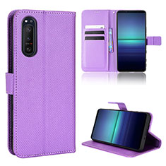 Handytasche Stand Schutzhülle Flip Leder Hülle BY1 für Sony Xperia 5 II Violett