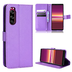 Handytasche Stand Schutzhülle Flip Leder Hülle BY1 für Sony Xperia 5 Violett
