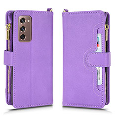 Handytasche Stand Schutzhülle Flip Leder Hülle BY2 für Samsung Galaxy Z Fold2 5G Violett