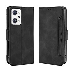 Handytasche Stand Schutzhülle Flip Leder Hülle BY3 für Oppo Reno7 A Schwarz