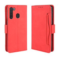 Handytasche Stand Schutzhülle Flip Leder Hülle BY3 für Samsung Galaxy A21 Rot