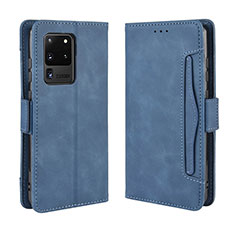 Handytasche Stand Schutzhülle Flip Leder Hülle BY3 für Samsung Galaxy S20 Ultra 5G Blau