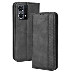 Handytasche Stand Schutzhülle Flip Leder Hülle BY4 für Oppo Reno7 4G Schwarz