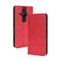 Handytasche Stand Schutzhülle Flip Leder Hülle BY4 für Sony Xperia PRO-I Rot