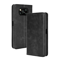 Handytasche Stand Schutzhülle Flip Leder Hülle BY4 für Xiaomi Poco X3 Pro Schwarz