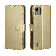Handytasche Stand Schutzhülle Flip Leder Hülle BY5 für Nokia C110 Gold