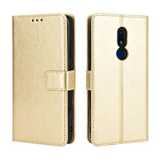 Handytasche Stand Schutzhülle Flip Leder Hülle BY5 für Nokia C3 Gold
