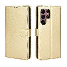 Handytasche Stand Schutzhülle Flip Leder Hülle BY5 für Samsung Galaxy S22 Ultra 5G Gold