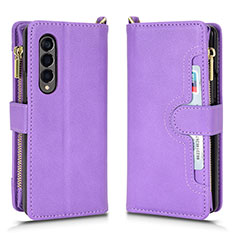 Handytasche Stand Schutzhülle Flip Leder Hülle BY8 für Samsung Galaxy Z Fold4 5G Violett