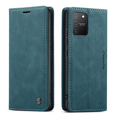 Handytasche Stand Schutzhülle Flip Leder Hülle C01S für Samsung Galaxy A91 Blau