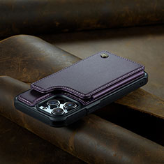 Handytasche Stand Schutzhülle Flip Leder Hülle C02S für Apple iPhone 14 Pro Max Violett
