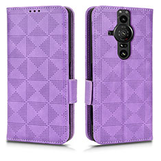 Handytasche Stand Schutzhülle Flip Leder Hülle C02X für Sony Xperia PRO-I Violett