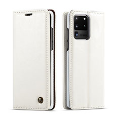 Handytasche Stand Schutzhülle Flip Leder Hülle C03S für Samsung Galaxy S20 Ultra Weiß