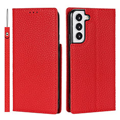 Handytasche Stand Schutzhülle Flip Leder Hülle D01T für Samsung Galaxy S21 5G Rot