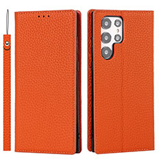 Handytasche Stand Schutzhülle Flip Leder Hülle D01T für Samsung Galaxy S21 Ultra 5G Orange