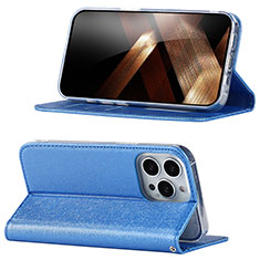 Handytasche Stand Schutzhülle Flip Leder Hülle D02T für Apple iPhone 13 Pro Blau