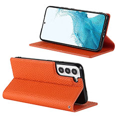 Handytasche Stand Schutzhülle Flip Leder Hülle D02T für Samsung Galaxy S22 5G Orange