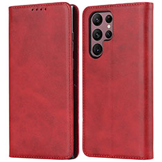 Handytasche Stand Schutzhülle Flip Leder Hülle D03T für Samsung Galaxy S22 Ultra 5G Rot