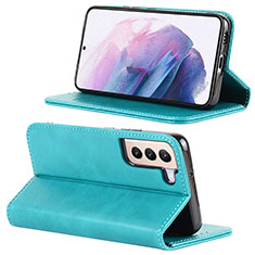 Handytasche Stand Schutzhülle Flip Leder Hülle D04T für Samsung Galaxy S21 5G Hellblau