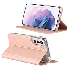 Handytasche Stand Schutzhülle Flip Leder Hülle D06T für Samsung Galaxy S22 5G Rosegold