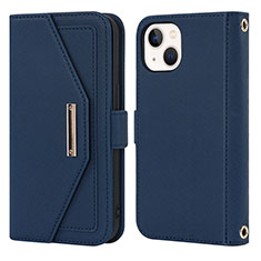 Handytasche Stand Schutzhülle Flip Leder Hülle D07T für Apple iPhone 14 Blau