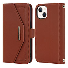 Handytasche Stand Schutzhülle Flip Leder Hülle D07T für Apple iPhone 14 Braun